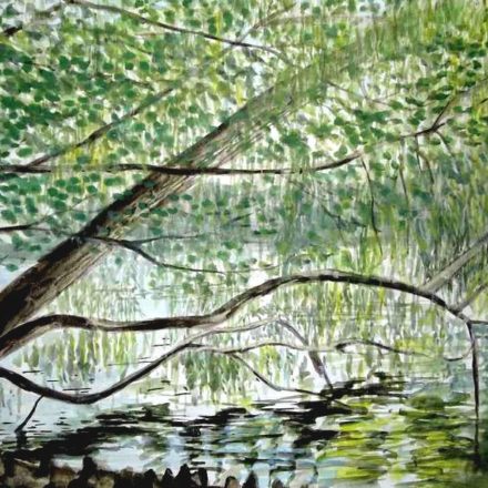 Arbres et eau (gouache)