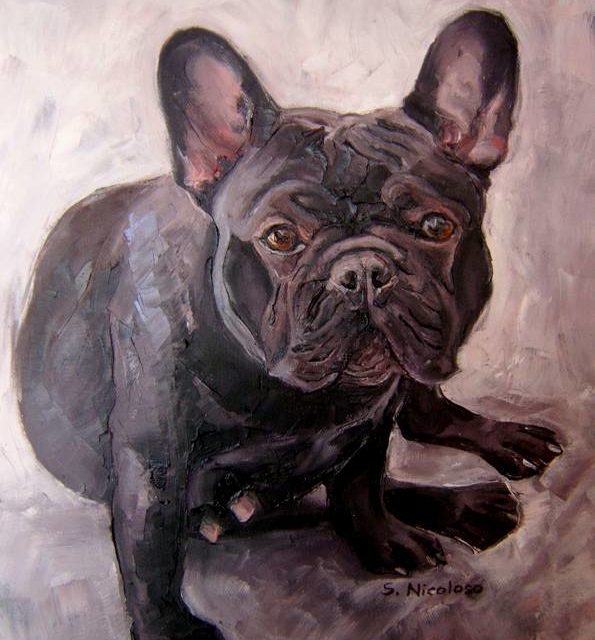AMORETTA . bouledogue français (peinture)