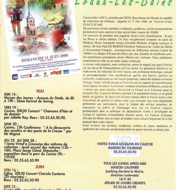 Concours APCA . Evaux Les Bains (réglement)