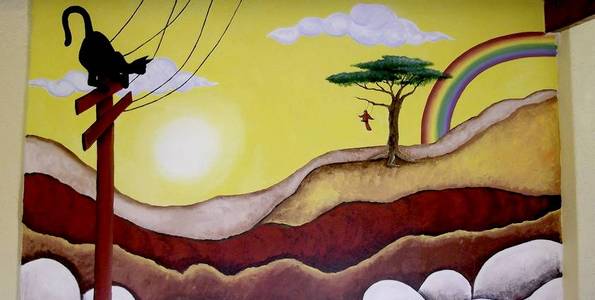 FRESQUE MURALE . huile couteau