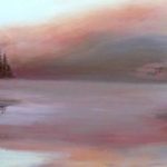 AUBE SUR LE LAC . huile couteau