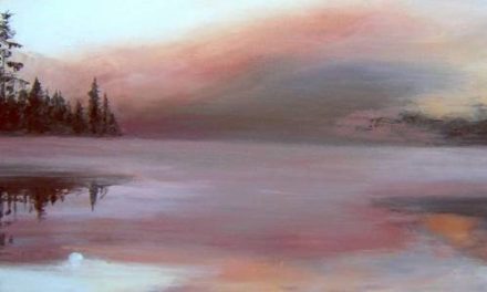 AUBE SUR LE LAC . huile couteau
