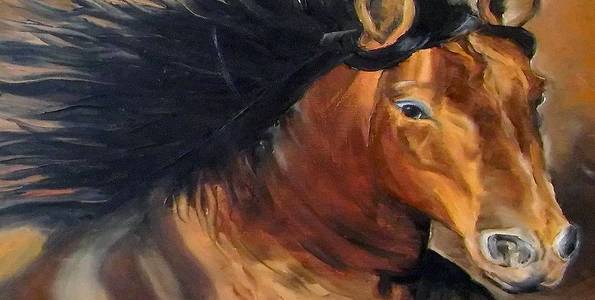 CHEVAL AU VENT . huile couteau