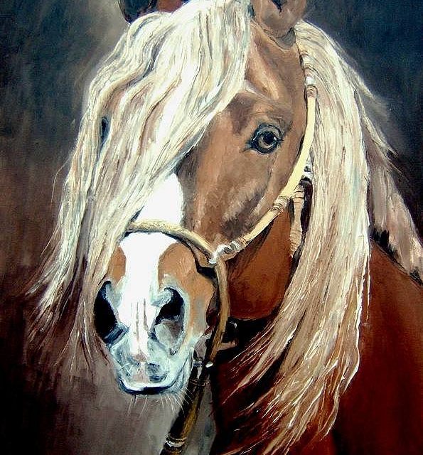 CHEVAL HARNACHE (peinture)