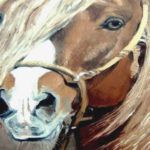 CHEVAL HARNACHE . huile couteau