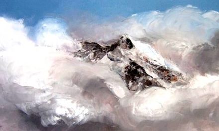 CIME DANS LES NUAGES . huile couteau