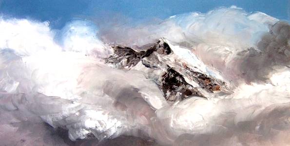 CIME DANS LES NUAGES . huile couteau