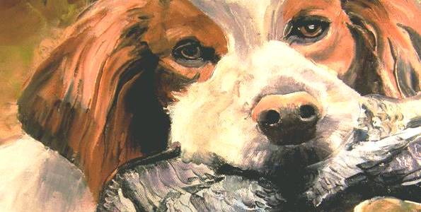 EPAGNEUL A LA BECASSE . huile couteau