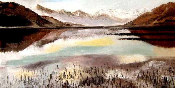 LAC AU TIBET . huile couteau