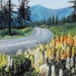 LUPINS EN FORÊT . gouache