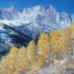 MONTAGNE EN AUTOMNE . huile couteau