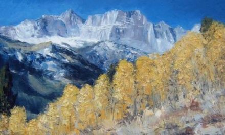 MONTAGNE EN AUTOMNE . huile couteau