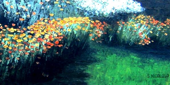 MURET FLEURI . huile couteau