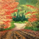 SENTIER EN AUTOMNE . huile couteau