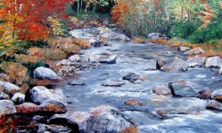 TORRENT EN AUTOMNE . huile couteau