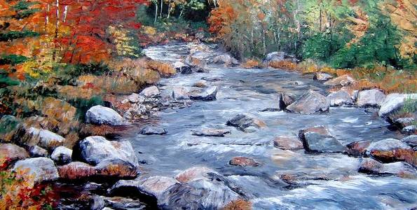 TORRENT EN AUTOMNE . huile couteau