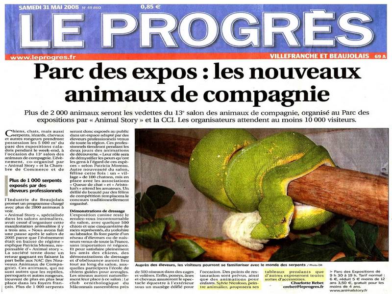 Salon animalier VILLEFRANCHE/SAÔNE . 13ème Edition (presse)