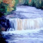 CASCADE EN AUTOMNE . huile couteau
