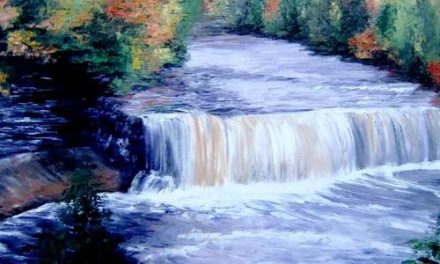 CASCADE EN AUTOMNE . huile couteau