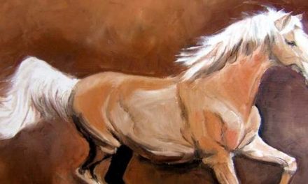 CHEVAL AU TROT . huile couteau