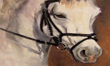 CHEVAL BLANC ET HARNAIS . huile couteau