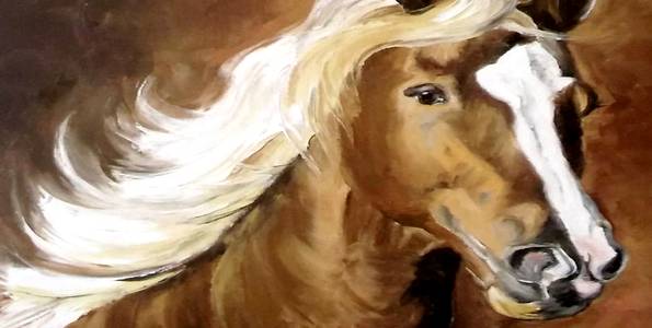 CHEVAL ET CRINIERE . huile couteau