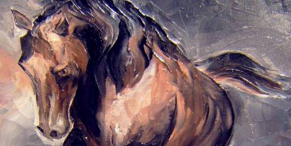 CHEVAL FOUGUEUX . huile couteau