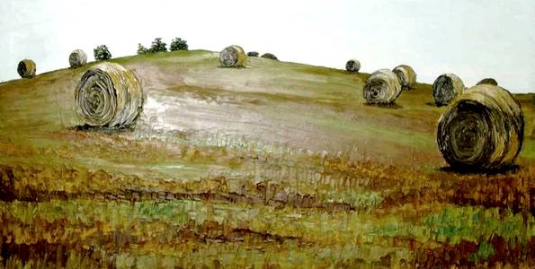 MEULES DE FOIN . huile couteau