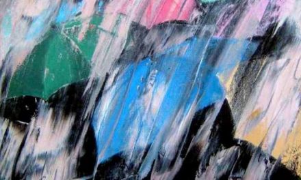 PARAPLUIES SOUS LA PLUIE . huile couteau