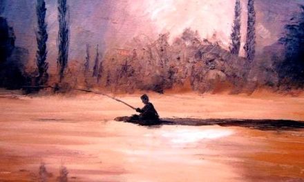 PÊCHE AU LEVER DU JOUR . huile couteau