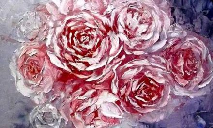 PETALES DE ROSES . huile couteau