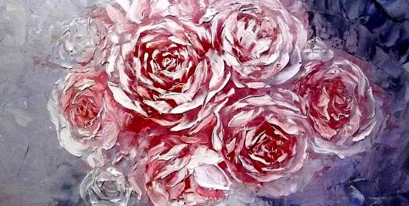 PETALES DE ROSES . huile couteau
